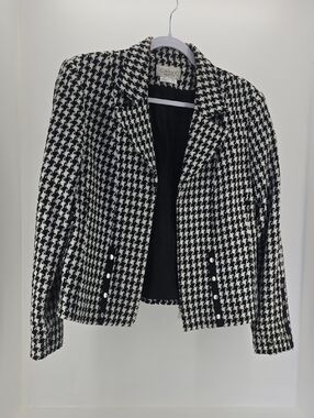 CONRADO Black & White Houndstooth Tweed Blazer